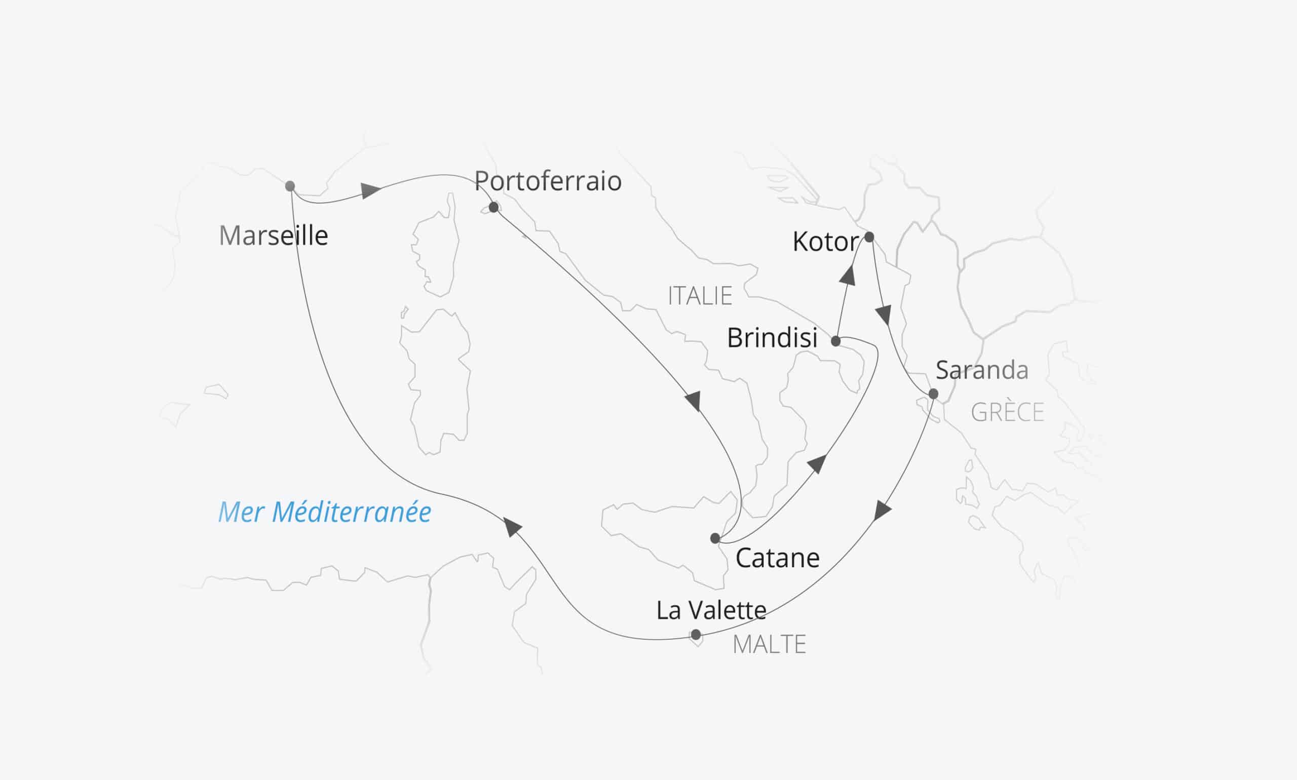 Découvrez une croisière de luxe en Méditerranée avec TMR Voyages, reliant Marseille à des destinations exclusives comme Kotor et Catane.